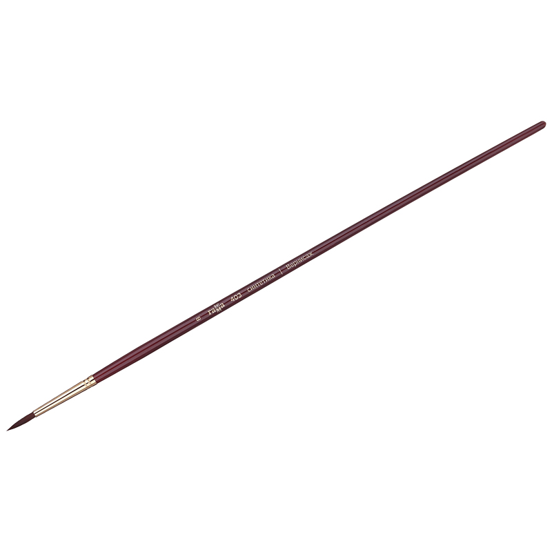 Кисть художественная синтетика бордовая Гамма "Вернисаж", круглая №8, длинная ручка