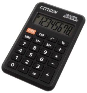 Калькулятор карманный Citizen LC-210NR, 8 разрядов, питание от батарейки, 64*98*12мм, черный LC-210N