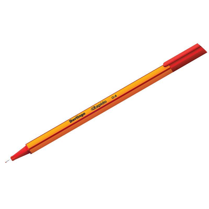 Ручка капиллярная Berlingo "Rapido" красная 0,4мм трехгранная 40102