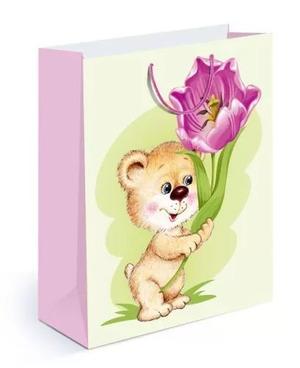 Пакет[L]бум.ламинир.(ГКГ) Мишка с тюльпаном (327*260*100) (15.11.01705)