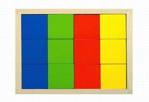 Кубики  Деревянные AlaToys 12 кубиков3+4цв окрашенн.