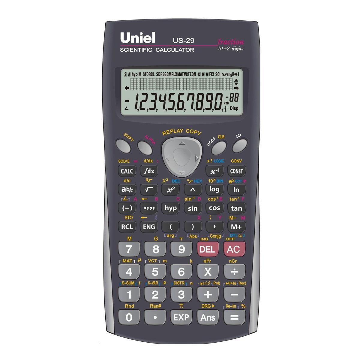 Калькулятор науч. Uniel US-29 162*79-15мм, 10 разр.мантиссы+2разр.экспоненты, 401функц.
