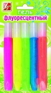 Гель с блестками флуоресцентный 5 цветов 5мл блистер Луч