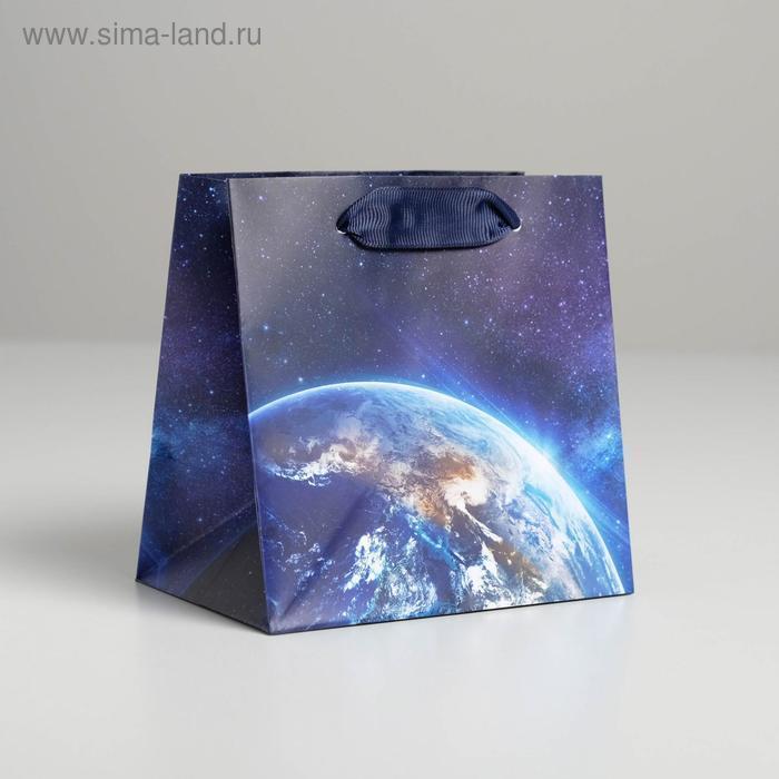 Пакет ламинированный квадратный "Космос" 14 х 14 х9 см
