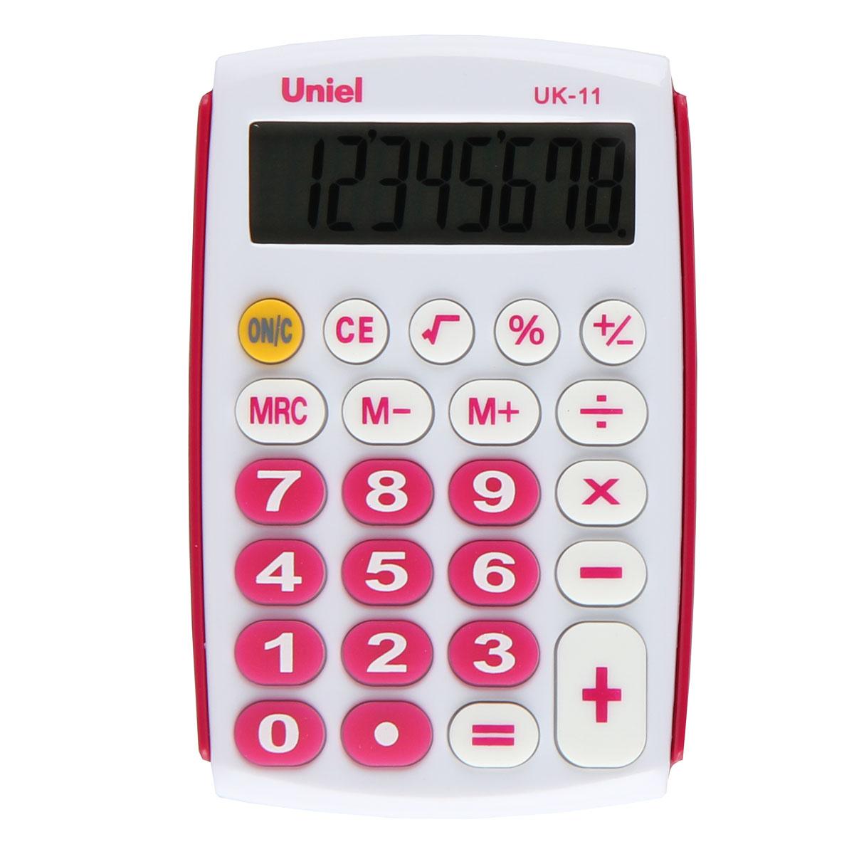 Калькулятор карм. Uniel UK-11R красный, 8разр., 97*62*11мм