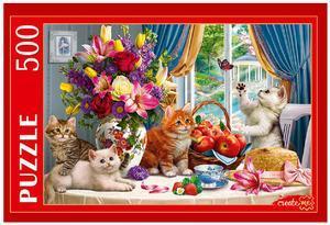 Puz 500д. РыжийКот Пушистые котята в гостиной (ФП500-5885)