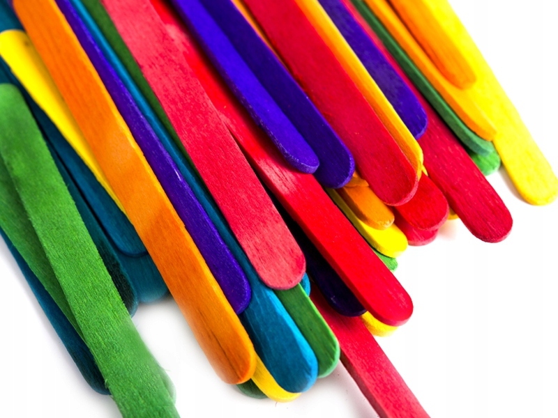 Деревянные палочки для творчества Mazari плоские цветные  9,4см*1.5мм,50шт M-9995