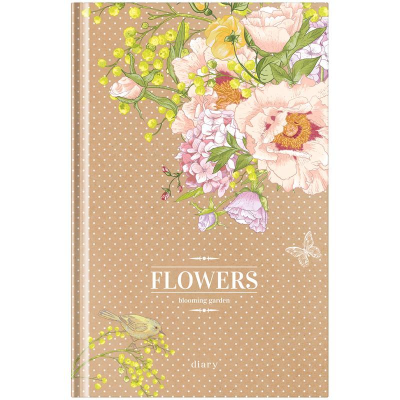 Ежедневник недатированный "Цветы. Craft flowers"  A5, 136л., 7БЦ OfficeSpace
