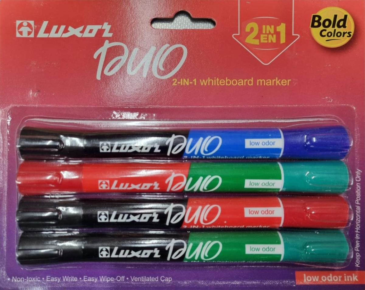 Набор маркеров для белых досок двухсторонний Luxor "Duo"  пулевидный