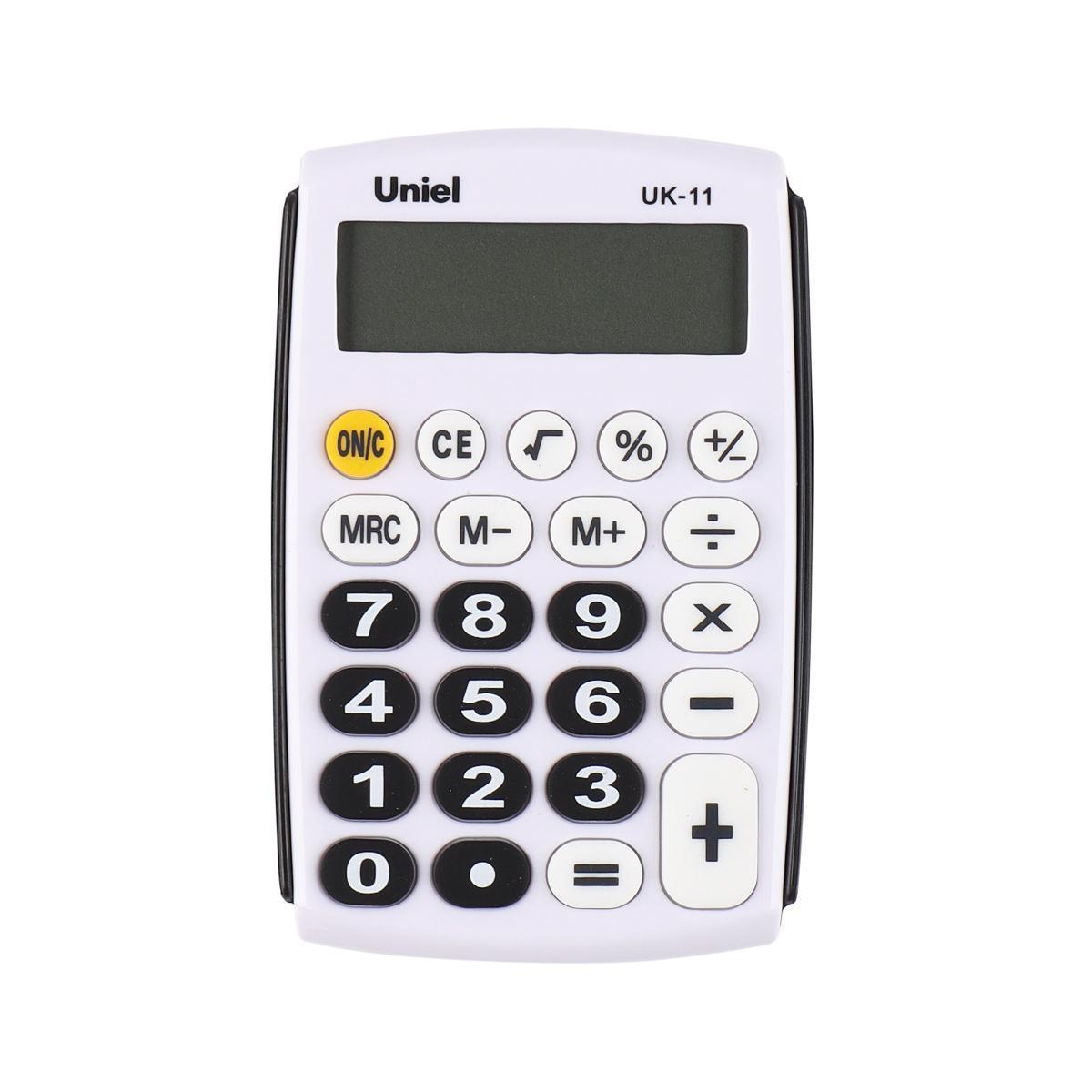 Калькулятор карм. Uniel UK-11K черный с белым, 8разр., 97*62*11мм