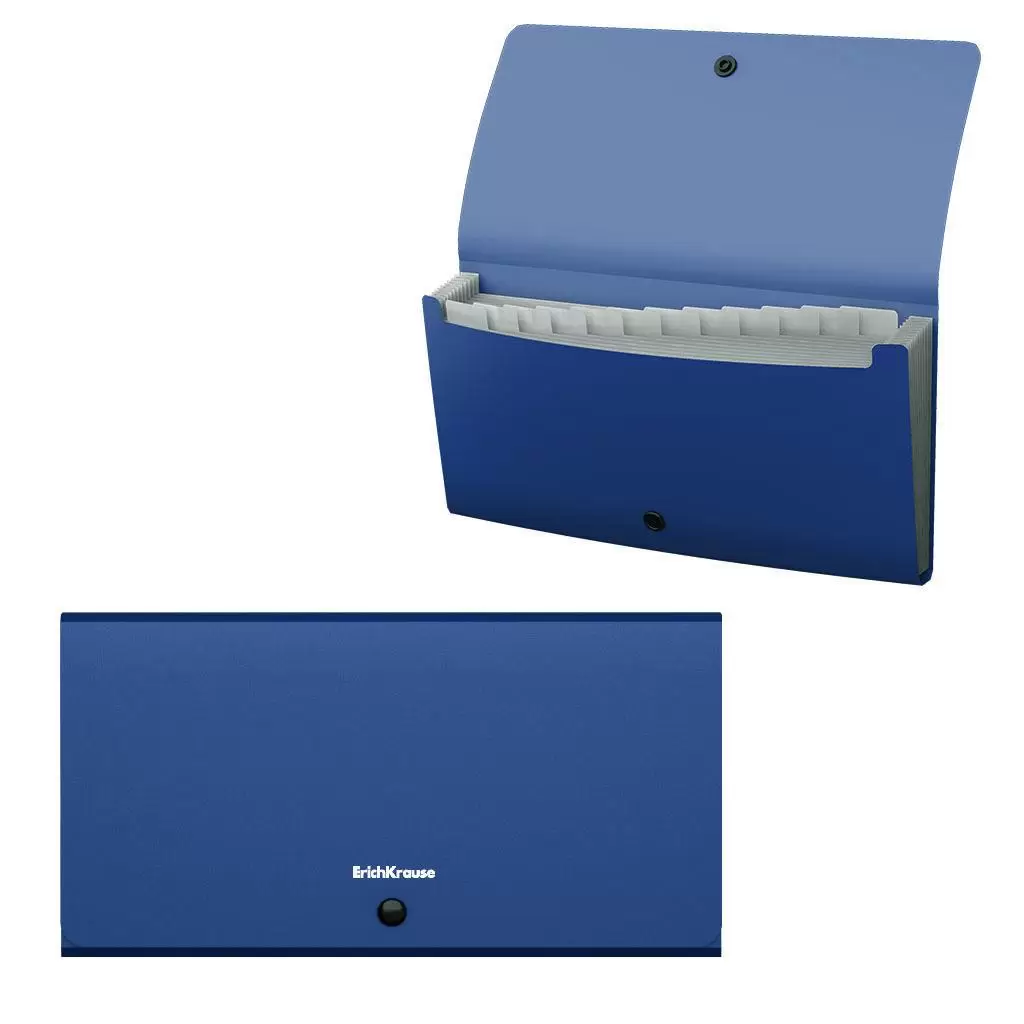 Папка-картотека пластиковая ErichKrause Matt Classic, с 12 отделениями, Check size, синий