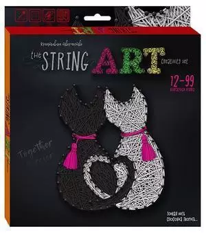 Набор д/творч(DankoToys) StringArt "Коты" [заготовка,мулине,булавки] (STRA-01-04)
