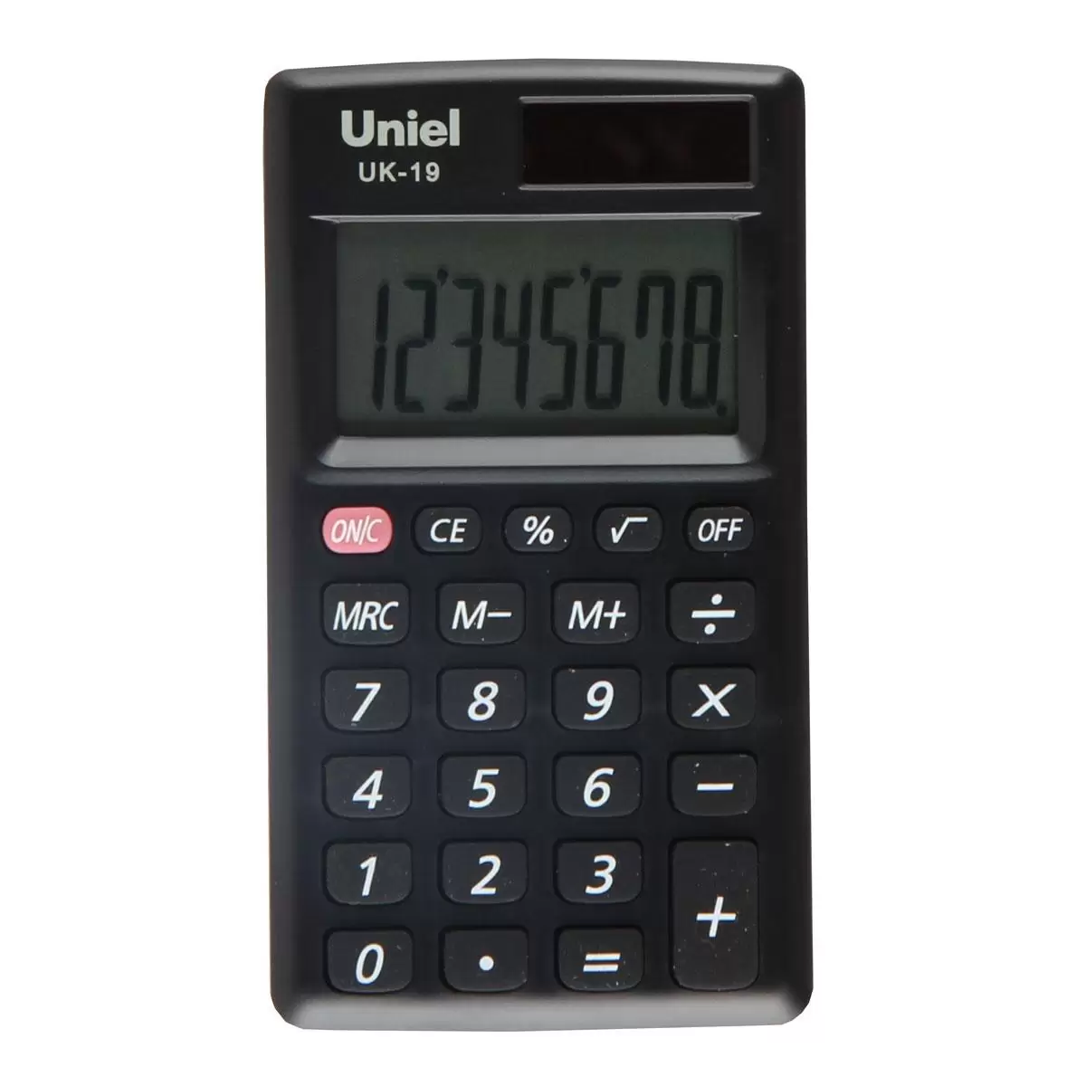 Калькулятор карм. Uniel UK-19 чырный, 8разр., 102*57*9,5мм, 2 питания