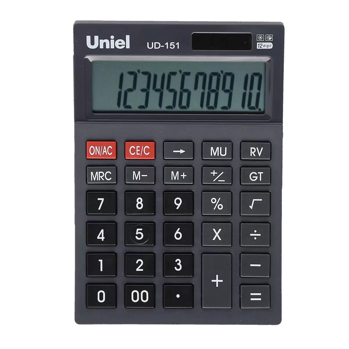 Калькулятор наст. Uniel UD-151K черный,12разр.,2 питания