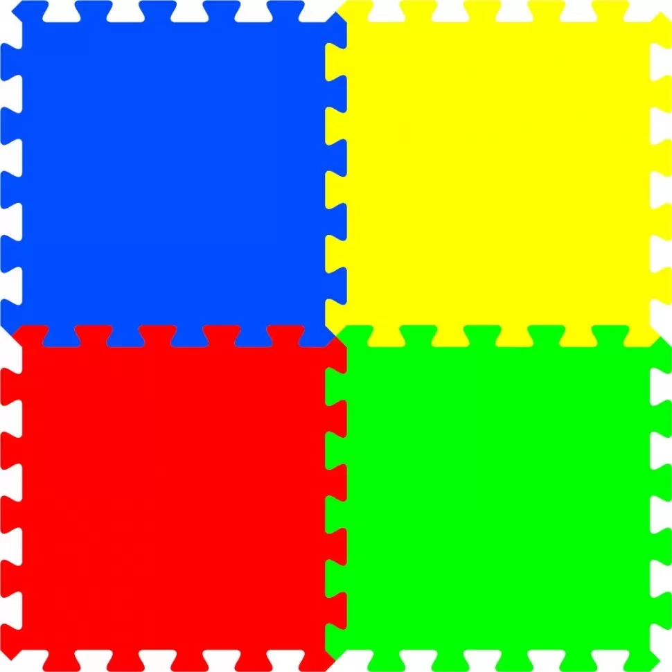 Коврик-пазл  4 элемента, цвет желтый красный синий размер 680х680 мм