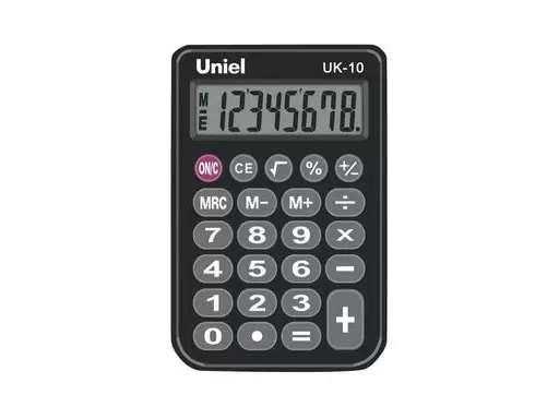 Калькулятор карм. Uniel UK-07К черный, 8разряд., большой экран