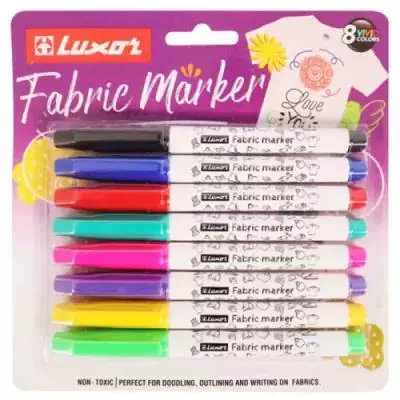 Набор маркеров для ткани Luxor "Fabric" 1-2 мм, 8 цветов