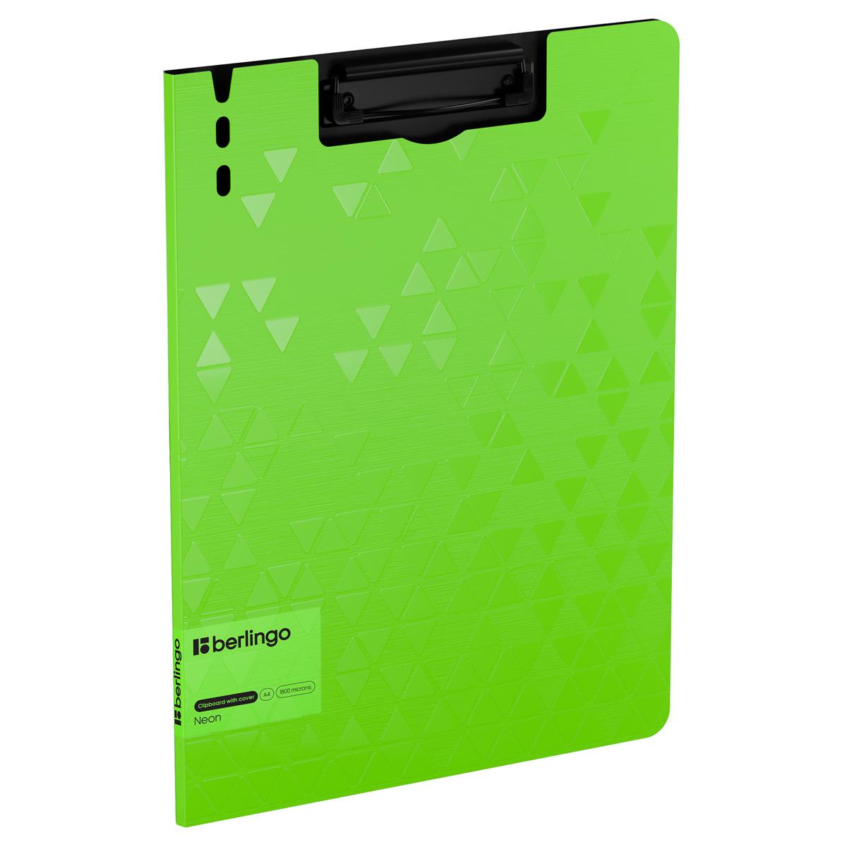 Папка-планшет с зажимом Berlingo "Neon" А4, пластик (полифом), 1800мкм, неон ассорти