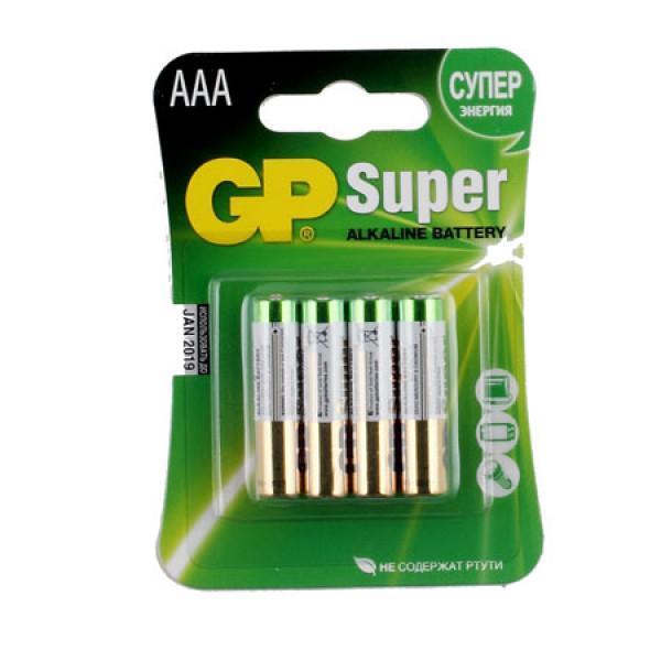 Батарейка GP Super AAA (LR03) 24A алкалиновая, BC4 (промо 3+1