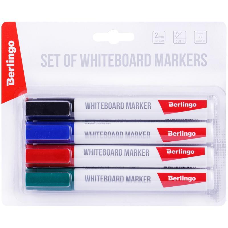 Набор маркеров для белых досок Berlingo "Uniline WB210", 4цв., пулевидный, 2мм, европодвес BMc_50509