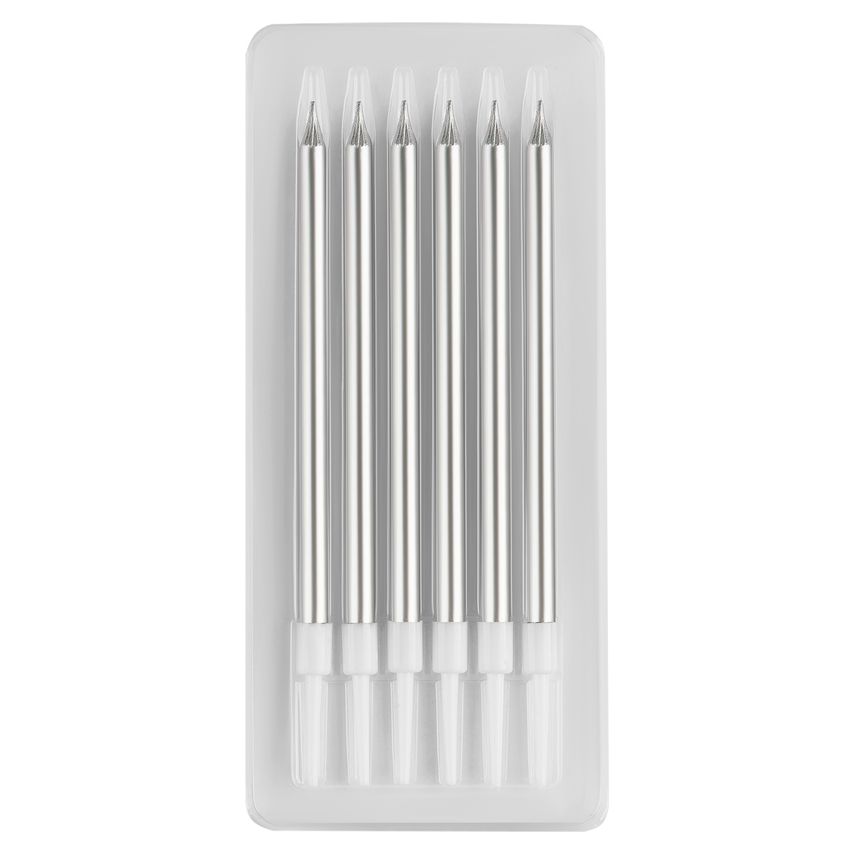 Свечи для торта с держателями MESHU "Straight silver", 11см, 6шт.