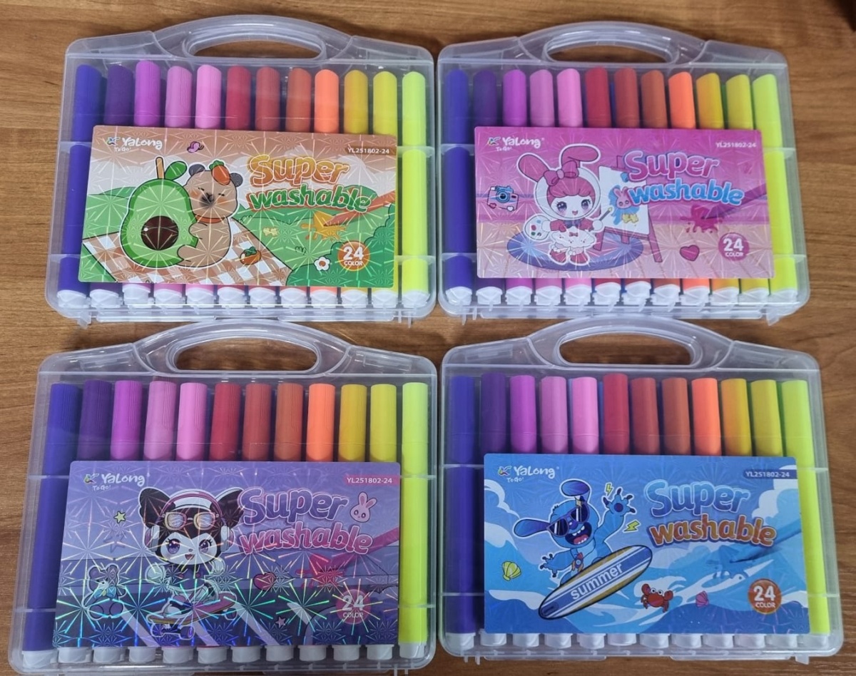 Фломастеры 24 цветов Longdi Jumbo TD2688-24/YL251802-24 water color pen трехгранные