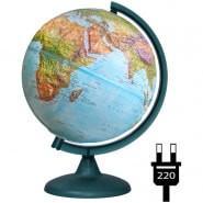 Глобус Земли d25 см Глобусный мир Физико-политический рельефный пластиковая подставка с подсветкой