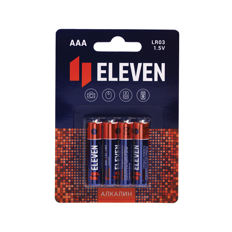Набор из 4 батареек Eleven AAA (LR03) алкалиновая, BC4