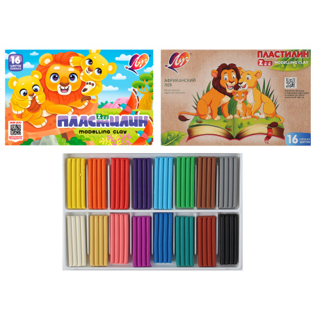 Пластилин Луч 16 цветов ZOO Мини 240г картонная упаковка