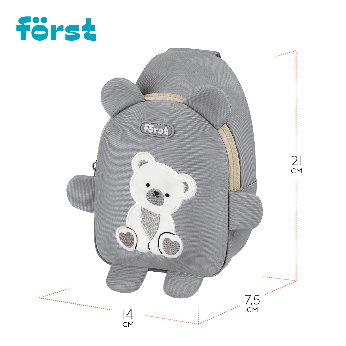 Рюкзак Först F-Kids "Teddy Hugs" 21*14*7,5см, 1 отделение, уплотненная спинка