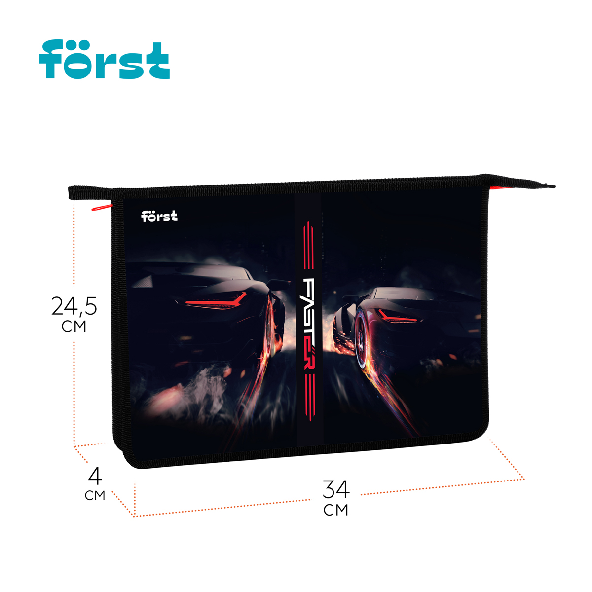 Папка для тетрадей 1 отделение, А4 Först "Faster", 340*245*40мм, пластик, на молнии