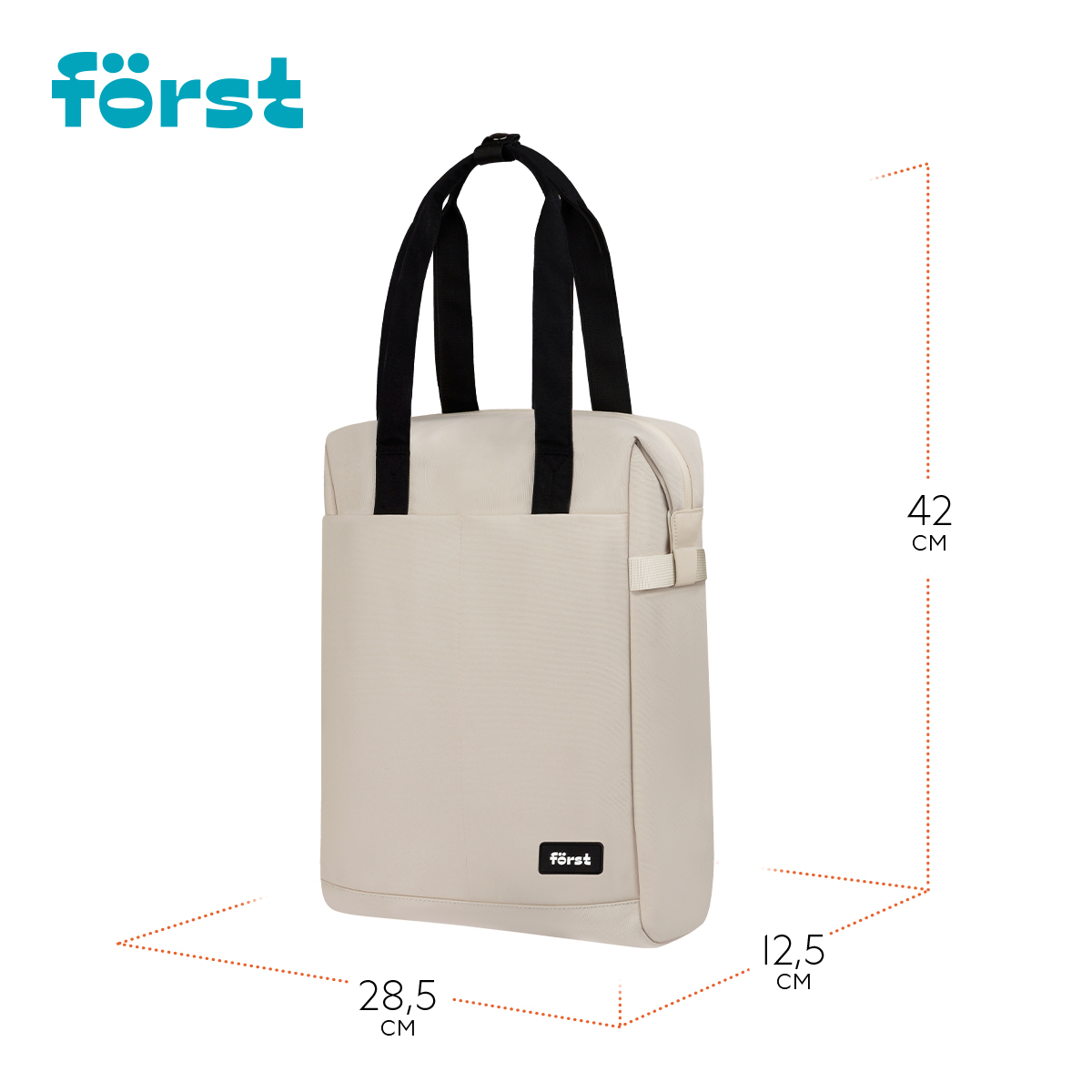 Рюкзак Först F-Casual "Beige Cream" 42*28,5*12,5см, 1 отделение, 1 карман, уплотненная спинка
