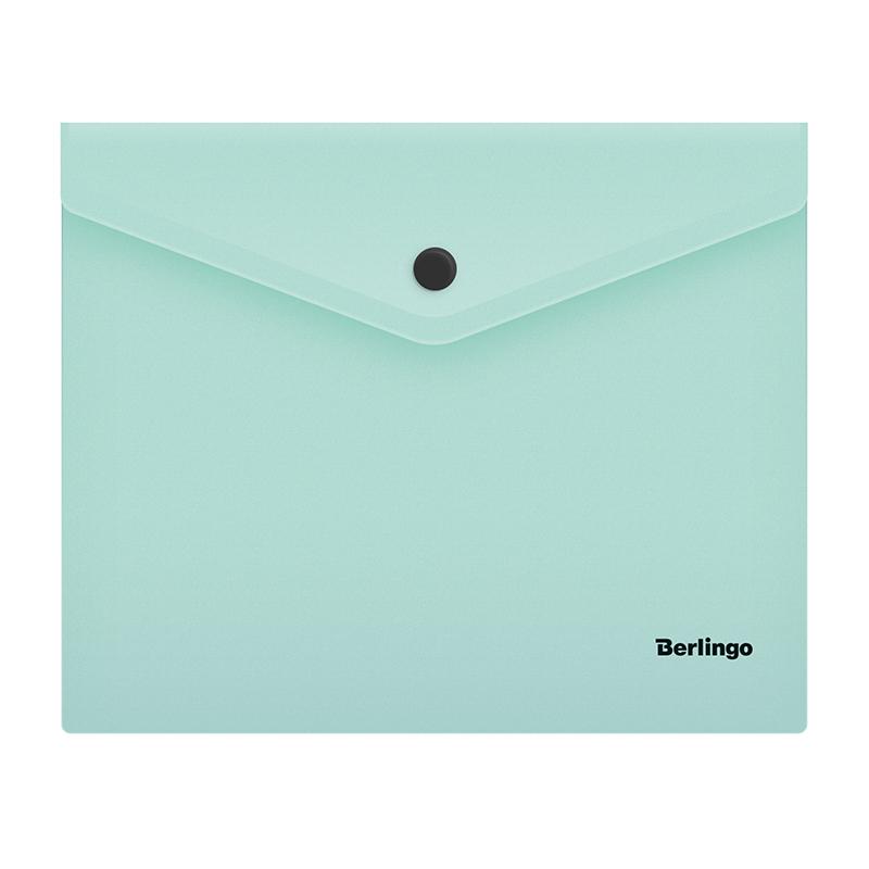 Папка-конверт на кнопке Berlingo "Instinct" А5+, 180мкм, мятный