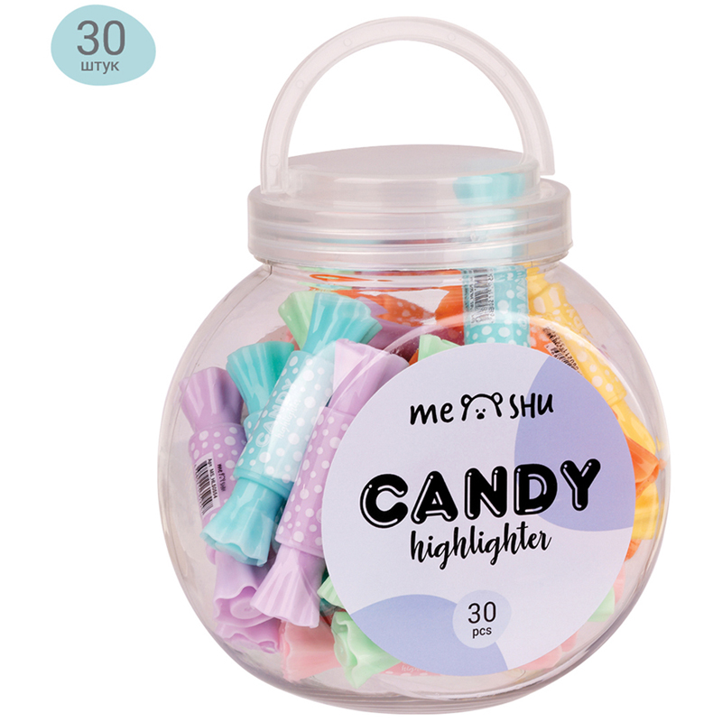 Текстовыделитель двусторонний MESHU "Candy" мини, ассорти, пастельные цвета, 2/4мм