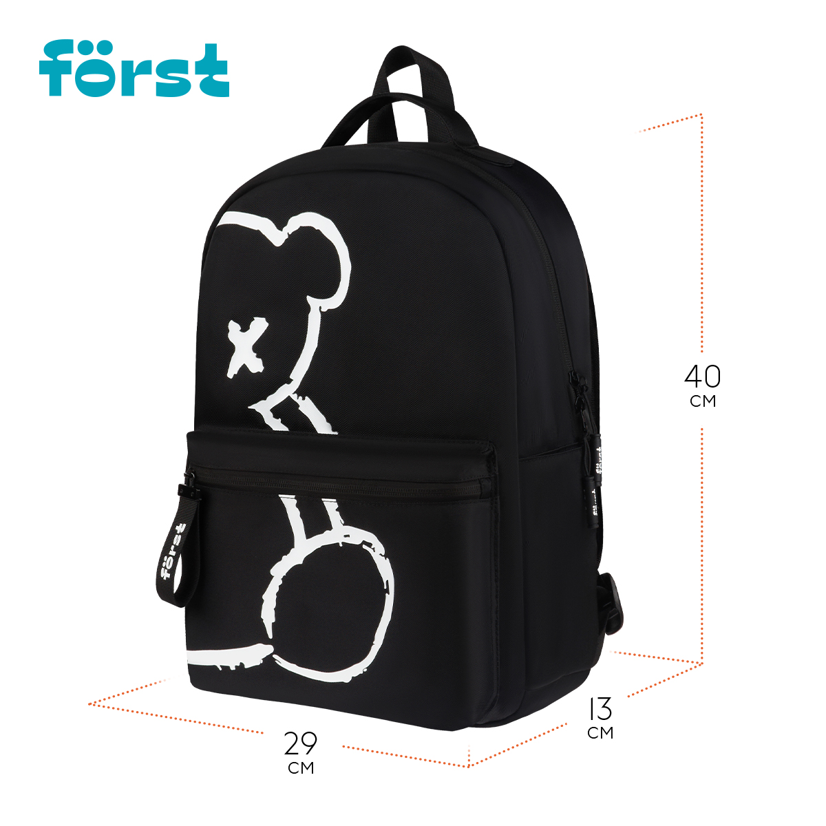 Рюкзак Först F-Spirit "Hype Beast" 40*29*13см, 1 отделение, 3 кармана, уплотненная спинка