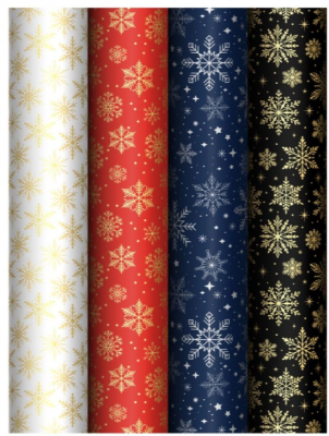 Упаковочная бумага глянц. 70*100см, MESHU "Snowflake", 80г/м2, ассорти 4 дизайна	