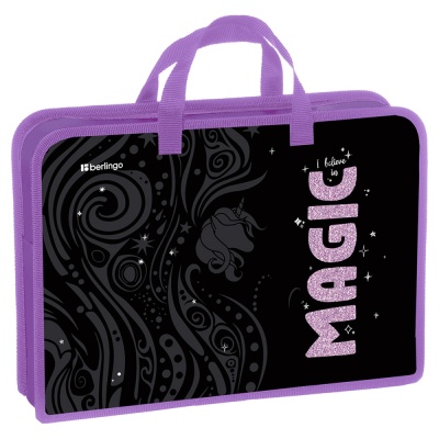 Папка с ручками 1 отделение, А4 Berlingo "Purple Magic", 340*245*75мм, пластик, на молнии