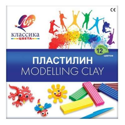 Пластилин Луч 12 цветов Классика 240г со стеком картонная упаковка