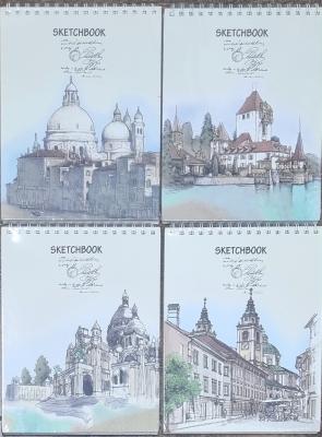 Скетчбук-блокнот А4 на спирали, 160гр, 25л