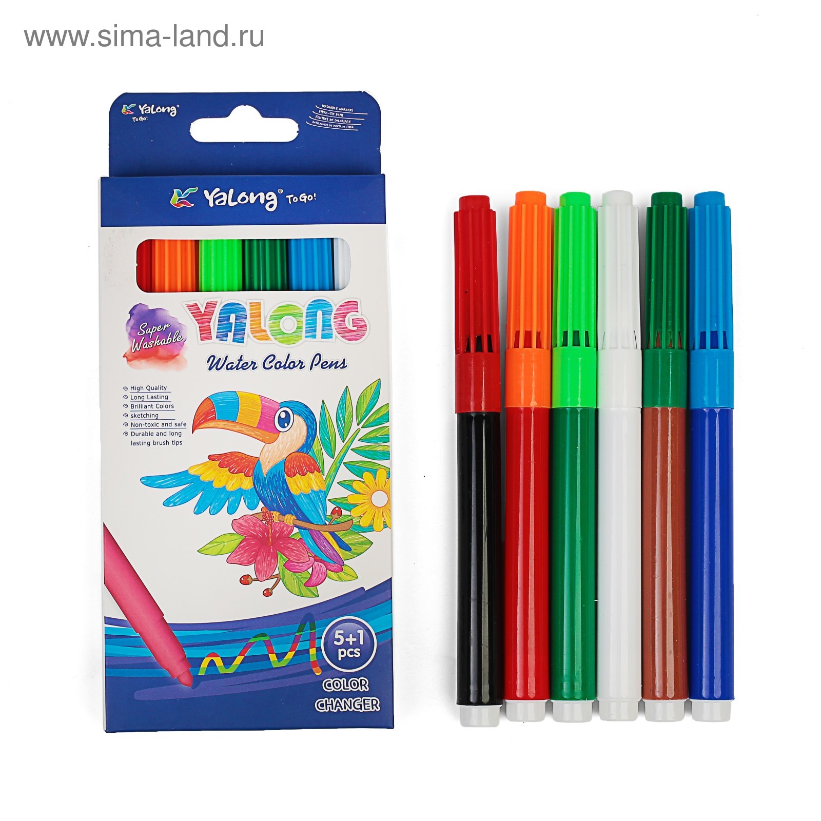Фломастеры 6цв Yalong 5+1 Water color pen