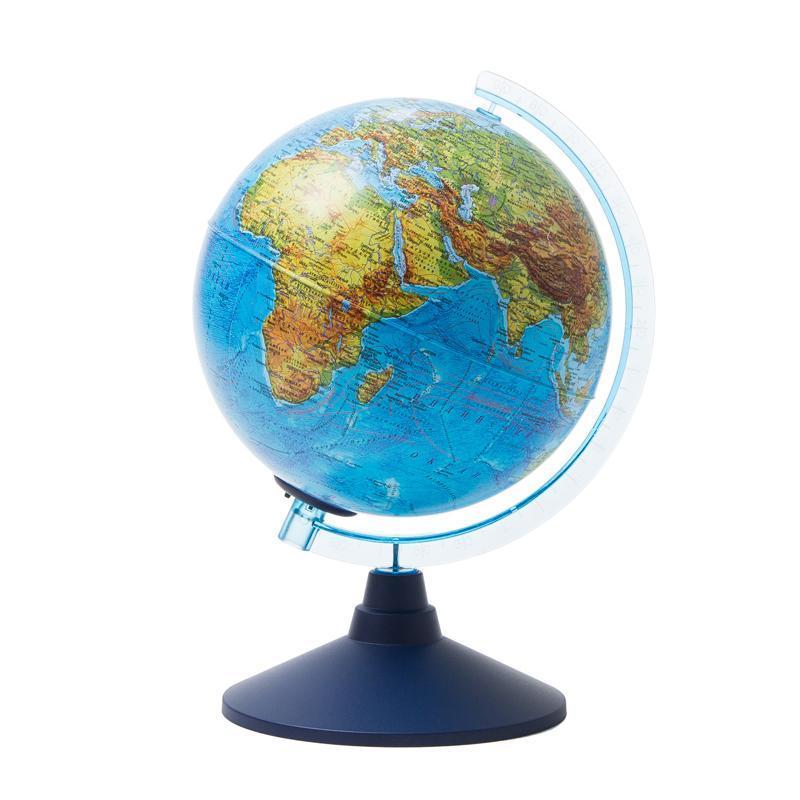 Глобус Земли d21 см Классический Евро физико-политический пластиковая подставка с подсветкой