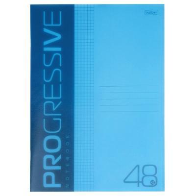 Тетрадь 48л А4ф клетка 65г/кв.м Пластиковая обложка на скобе PROGRESSIVE Синяя