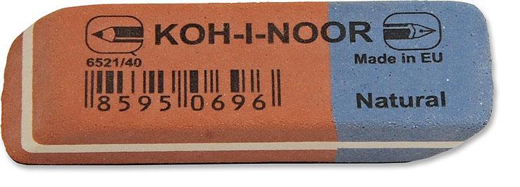 Ластик Koh-I-Noor "Blue Star" 40, скошенный, комбинированный, натуральный каучук, 57*19,5*8мм