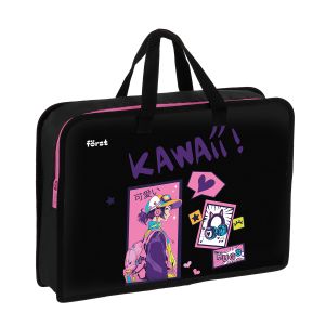Папка с ручками 1 отделение, А4 Först "Kawaii", 340*245*75мм, пластик, на молнии