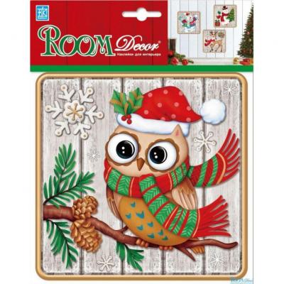 НГ Наклейки(RoomDecor) Совка PLX3205 V [18*18см|3D|влагост]
