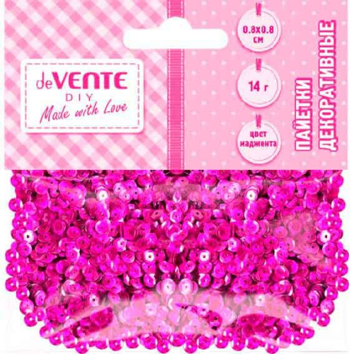 Пайетки декор. deVENTE "Metallic" 8001916 цвет маджента,14гр.,8*8мм,пластик./п,е/подвес