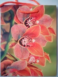 Пакеты подарочные картонные 18*23см Орхидея/рисаванные цветы