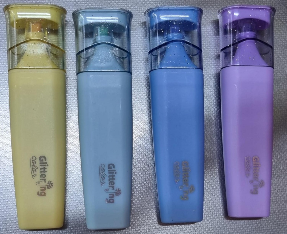 Текстовыделитель Glittering color WD-2693B с глиттером, желтый/фиолетовый/синий/голубой 