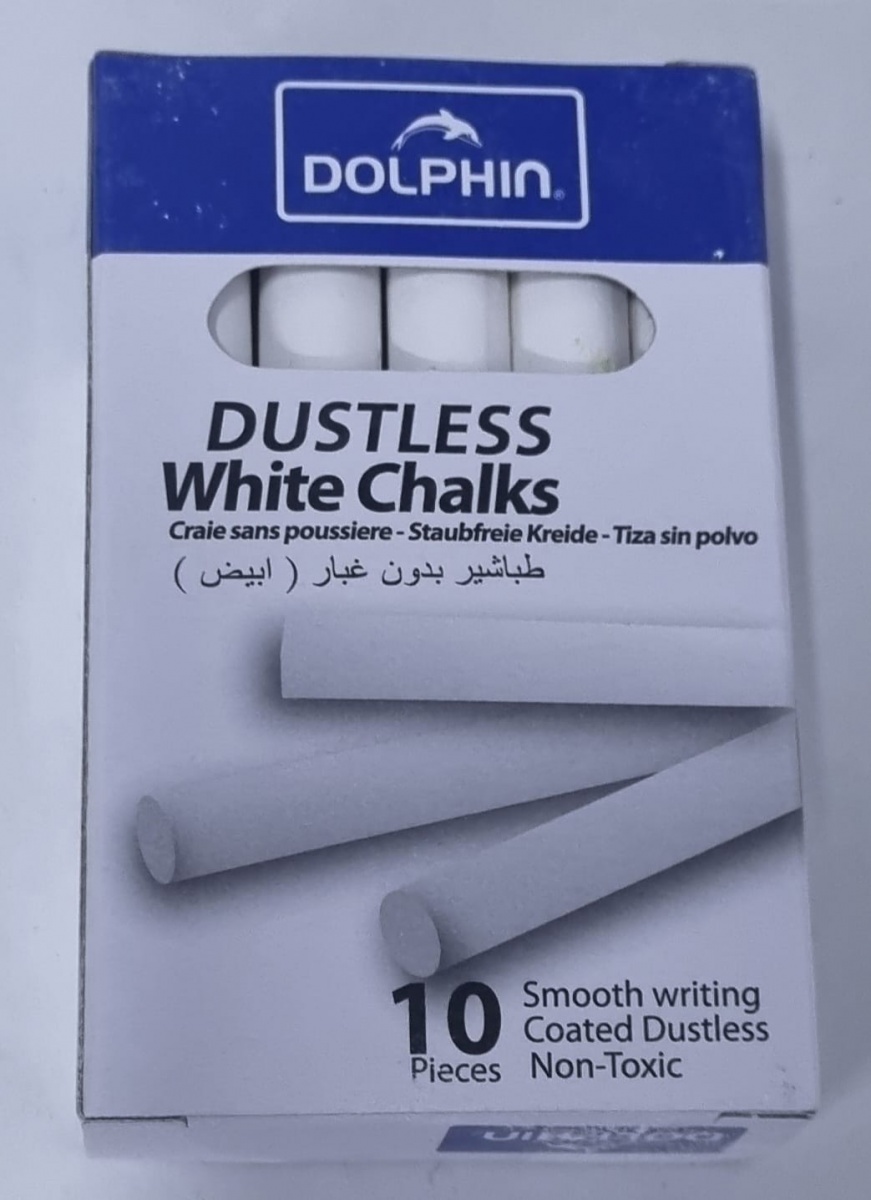 Набор  белых мелков 10 шт Dolphin, круглые