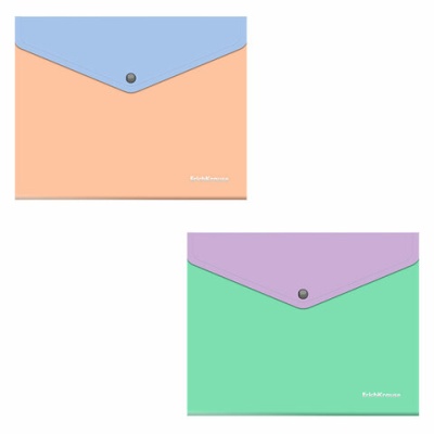 Папка-конверт с кнопкой ERICH KRAUSE "Matt Pastel Bloom", А5+, до 120 л., с карманом, ассорти, 0,18 